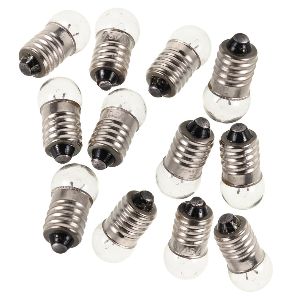 Abaodam 12pcs Mini Screw Base Light Bulbs for Experiments 2.5V 0.3A Small LED Bulb for Physics Teaching for Flashlights and Educational Use