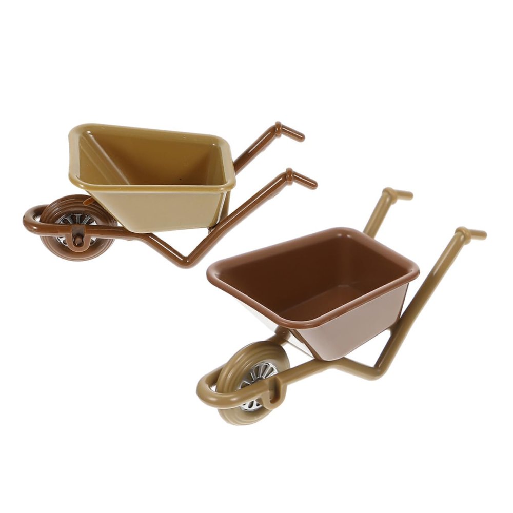 LIOOBO 2pcs Miniature Garden Landscape Mini Cart Decor Mini Farm Trolley Models Creative Ornament