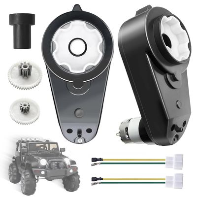 2Pack Power Wheels Motor with 1.6cm/0.61in Gearbox,1.9cm/0.74in Large Aperture Gearbox with Steel Gears for Ride On Motor Upgrade Replacement Parts,12V RS550 40000RPM
