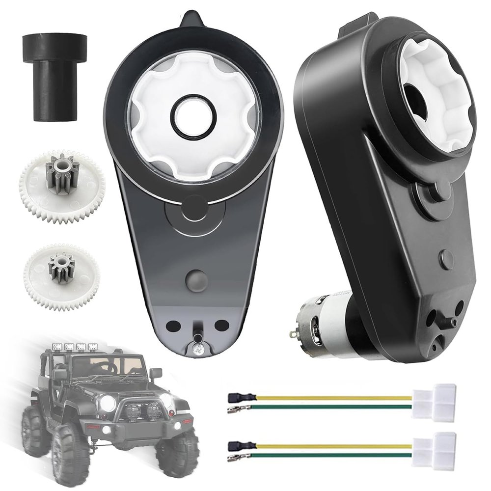 2Pack Power Wheels Motor with 1.6cm/0.61in Gearbox,1.9cm/0.74in Large Aperture Gearbox with Steel Gears for Ride On Motor Upgrade Replacement Parts,12V RS550 40000RPM