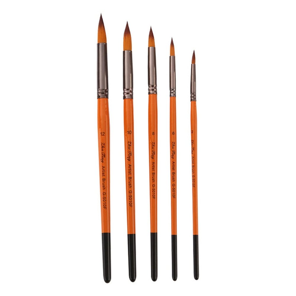 5 Pieces of Artist Brush Set Nylon Wool Wood Black Handle Watercolor Acrylic Oil Painting Brush Painting Art Supplies(Australia)