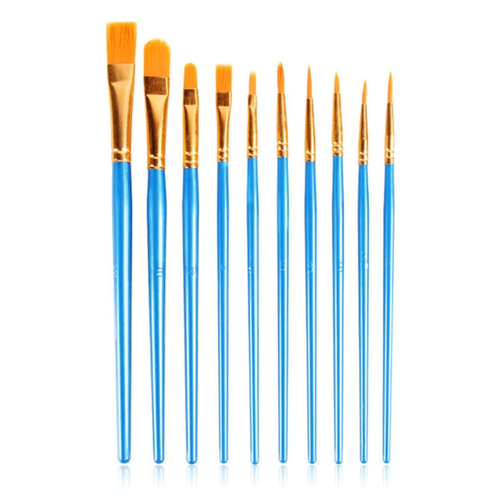 10 Pc Paint Brushes Watercolor Brush Set Art Glass Paintbrushes Black Handle Watercolor Acrylic Oil Brush Painting Art Supplies(France)