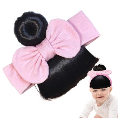 Baby Bangs Wig Hairpiece - Cute Bowknot Bangs Wigs For Toddler,Elastic Skin-Friendly Headwear Accessories For Stage Performances Celebrations Parent-child Gatherings
