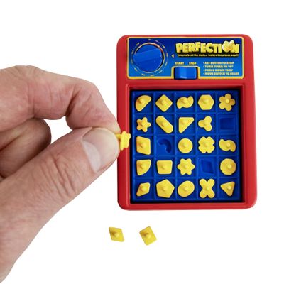World's Smallest Perfection, Fully Functional Miniature Game, Classic Fast-Paced Shape Game for Kids and Adults, Board Game, Family Games, Travel Game, Stocking Stuffers, Easter Baskets, Ages 6 and Up