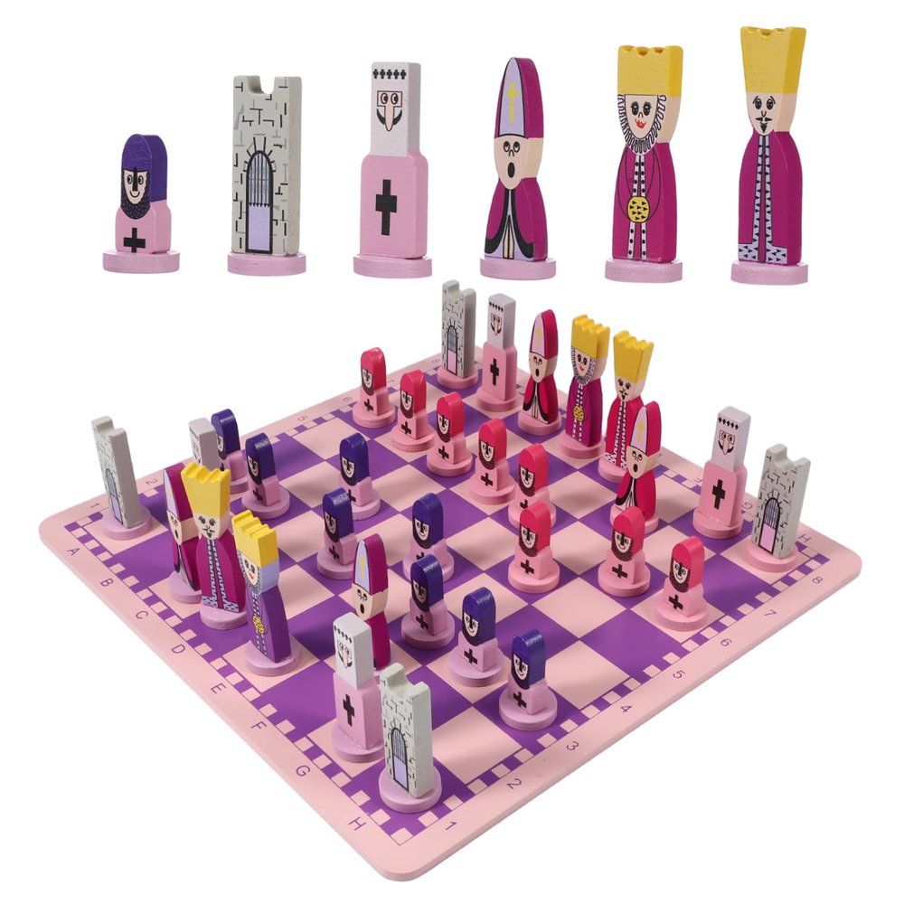 JOINPAYA 1set Chess Toys for Boys and Girls and Adults Educational Travel Chess Board Game Cartoon Design for Developing Thinking Skills and Imagination