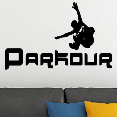 Parkour Runing Silhouette Fashion Wall Sticker Living Room Cerative and Boy Bedroom Cartoon Sport Vinyl Wall Stickers Home Decor 58x91cm