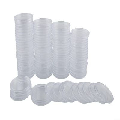 100pcs Clear Round Plastic Coin Holder, Silver Dollar Coin Holder, Round Clear Plastic Coins Holders Capsule Container Storage Case Box, Coins Container Case
