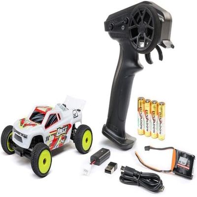 Helidirect 1/28 Losi Micro-T 2S 2WD RTR Stadium Truck RC - Remote Control, RC Trucks, Micro Racing RC Buggy 1/28 Scale Off-Road for Adults (White (LOS-1392T1))