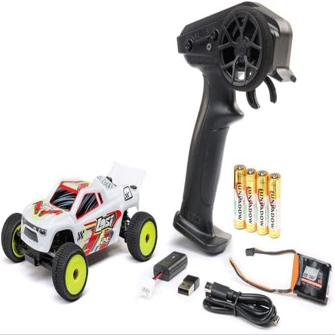 Helidirect 1/28 Losi Micro-T 2S 2WD RTR Stadium Truck RC - Remote Control, RC Trucks, Micro Racing RC Buggy 1/28 Scale Off-Road for Adults (White (LOS-1392T1))