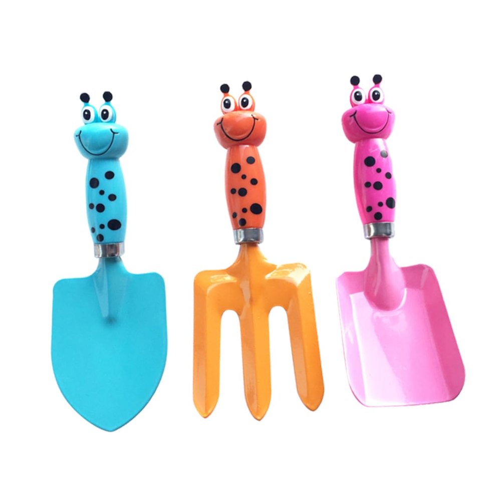 BESPORTBLE Mini Garden Shovel and Cartoon Fork Set for Boys and Girls Multi-Function Planting and Sand Digging Tools Lightweight Gardening Accessories for Beach and Backyard