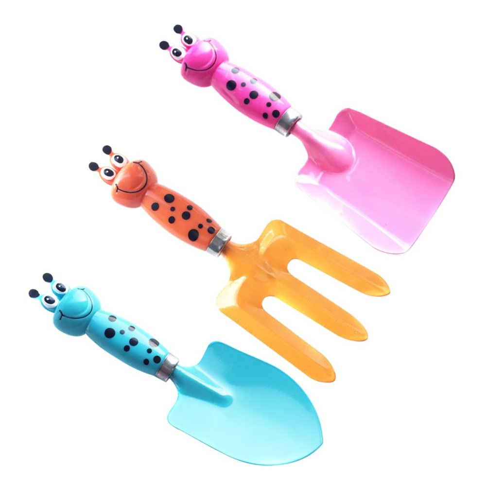 Kisangel Boys and Girls Gardening Tools Set Child Garden Shovel and Fork Sturdy Beach Sand Excavating Tools for Outdoor Fun for Little Gardeners