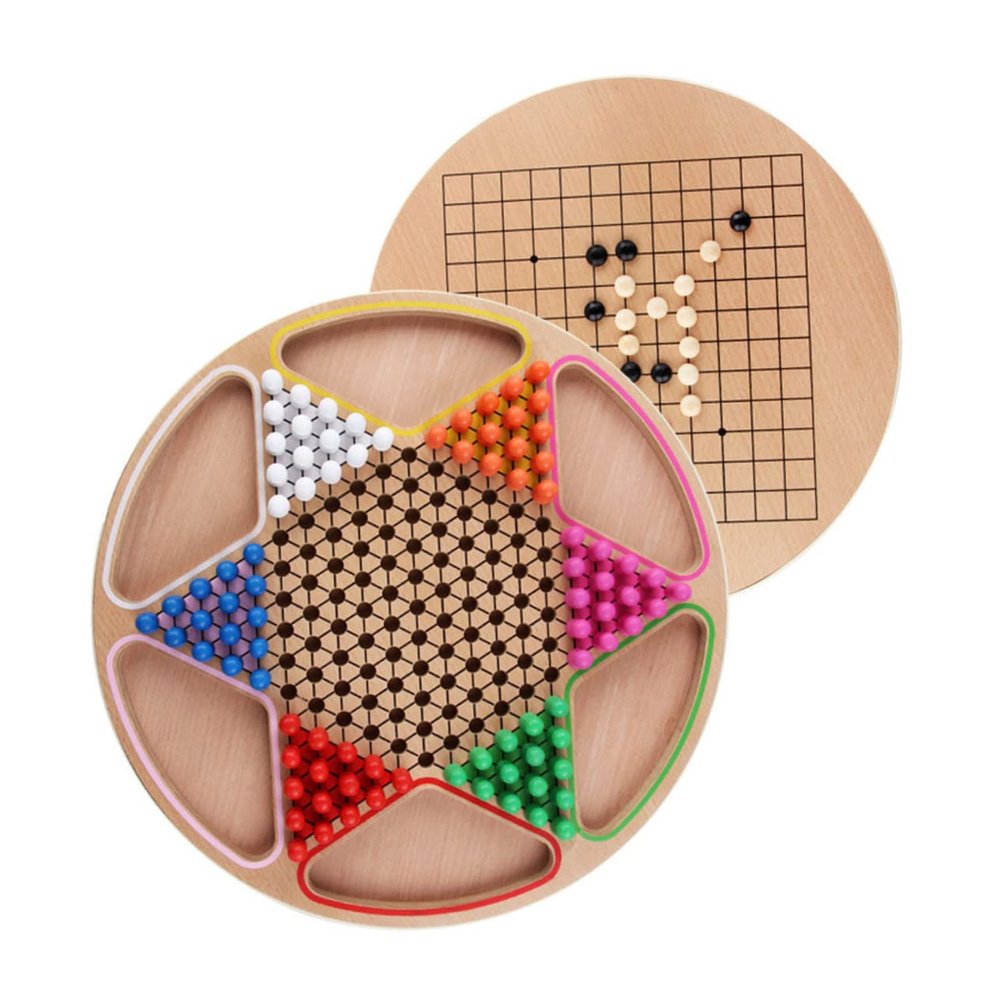 TOYANDONA 1 Set Wooden Chinese Checkers Game for Board and Pegs Educational Plaything for Developing Intelligence and Coordination Fun Family Activity for Travel Parties