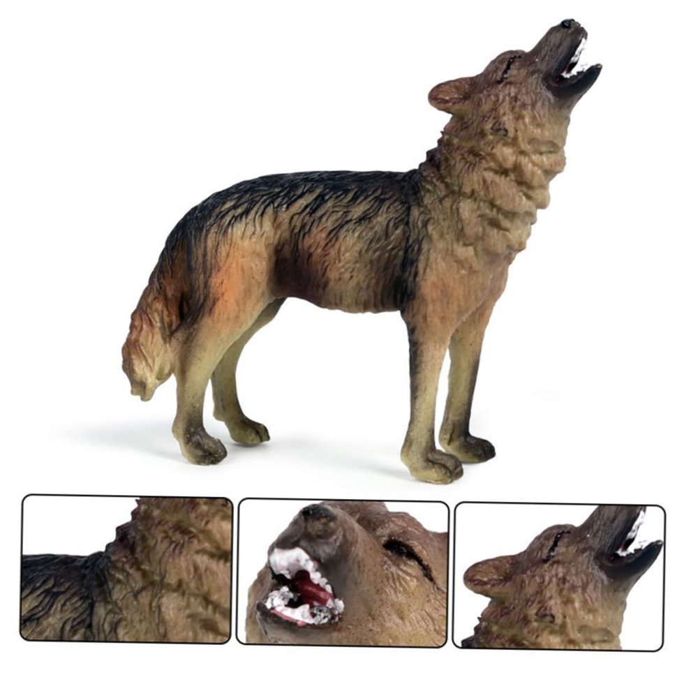 Abaodam 1PC Realistic Roaring Wolf Model Detailed Simulation Animal Figure for Home Car Decor Present for Boys Odor Wildlife Model