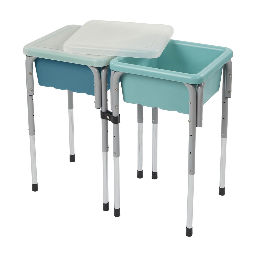 Back2School Express Adjustable Double Sensory Table with Lids, Kids Furniture, Seafoam/Turquoise