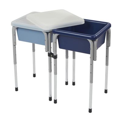Back2School Express Double Sensory Table with Lids, Adjustable Table, Navy/Powder Blue