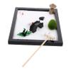 Yardwe Miniature Zen Garden Sand Table Decoration with Sand Rakes and Rocks for Desktop Meditation Stress Relief Indoor Landscape Decor Black view 1
