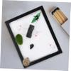 Yardwe Miniature Zen Garden Sand Table Decoration with Sand Rakes and Rocks for Desktop Meditation Stress Relief Indoor Landscape Decor Black view 3