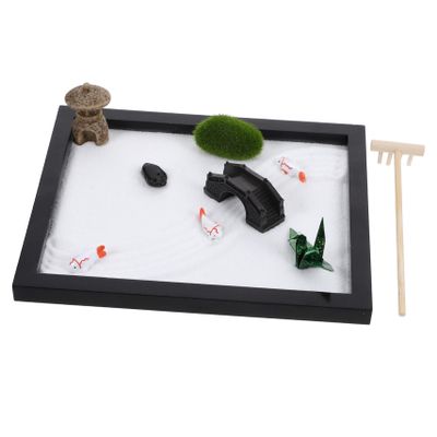 BCOATH Mini Zen Garden Sand Table with Accessories Desktop Meditation Landscape for Home and Hotel Decoration Beach Sand Play Kit for Relaxation and Feng Shui