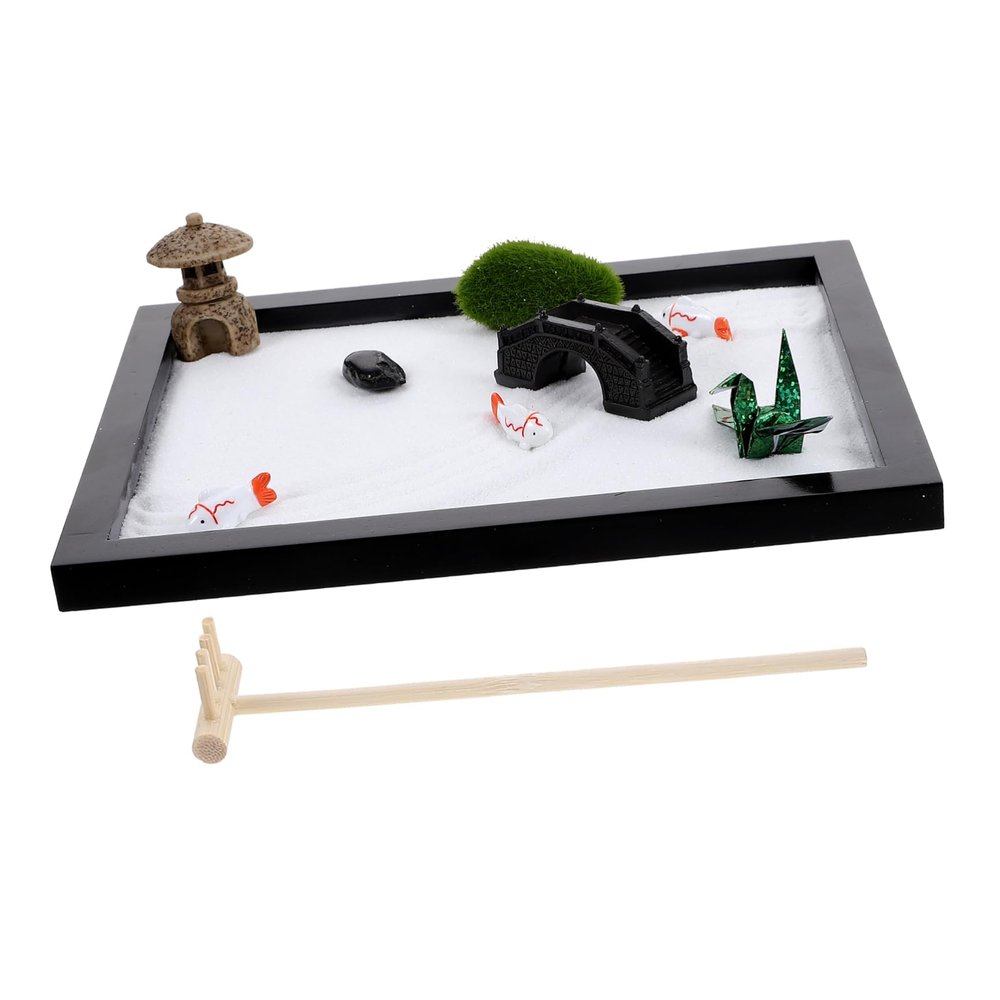 KESYOO Mini Zen Garden Sand Table Decoration for Home and Hotel Beach-Themed Sand Play Kit with Accessories for Meditation and Relaxation