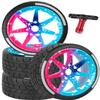 BRCatWPark RC Highway Tires Wheel for 1/8 Typhon 6s BLX,1/7 Infraction 6S BLX/Limitless,RC Wheel Rim & Rubber Highway Tires RC Drift Wheels and Tires,Blue Pink view 1