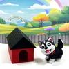 3D Printed Dog with Dog House, Articulated Baby Husky Chibi Edition Toy, Posable and Movable Head and Joints Animal, Fidget ADHD Autism Toy CH001-1X-RH view 1