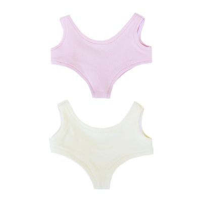 niannyyhouse 10cm 15cm-17cm 20cm Plush Doll Clothes Solid Color Swimsuit Dolls Dressup (Pink+Beige, 20cm)