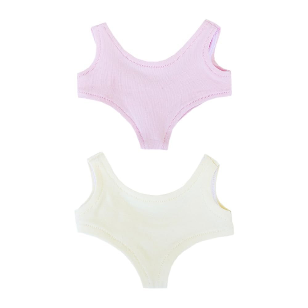 niannyyhouse 10cm 15cm-17cm 20cm Plush Doll Clothes Solid Color Swimsuit Dolls Dressup (Pink+Beige, 20cm)