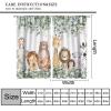 SYZWWSYX Kids Safari Animal Curtains, Woodland Jungle Cute Lion Bear Green Leafs Flowers Window Treatments for Bedroom Living Room Kitchen Nursery Drapes 2 Panel Sets, 42x45 Inch view 2