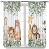 SYZWWSYX Kids Safari Animal Curtains, Woodland Jungle Cute Lion Bear Green Leafs Flowers Window Treatments for Bedroom Living Room Kitchen Nursery Drapes 2 Panel Sets, 42x45 Inch view 3
