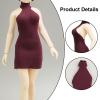 1:12 Scale Women Dress Mini Doll Elastic Dress Miniature Casual Stylish Fashion Clothing for 6'' Action Figure Body Accessory, red view 2
