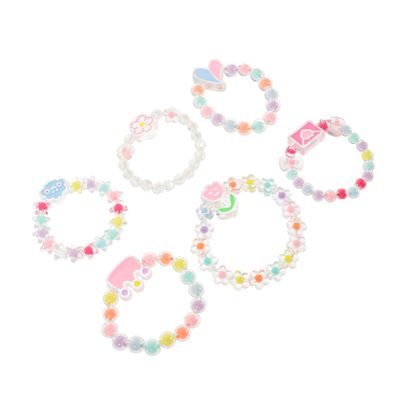 BESPORTBLE 6Pcs Cartoon Jewelry Bracelets Beaded Bracelets with Unique Shapes Crown Heart Envelope Flower Cloud Elastic Accessories
