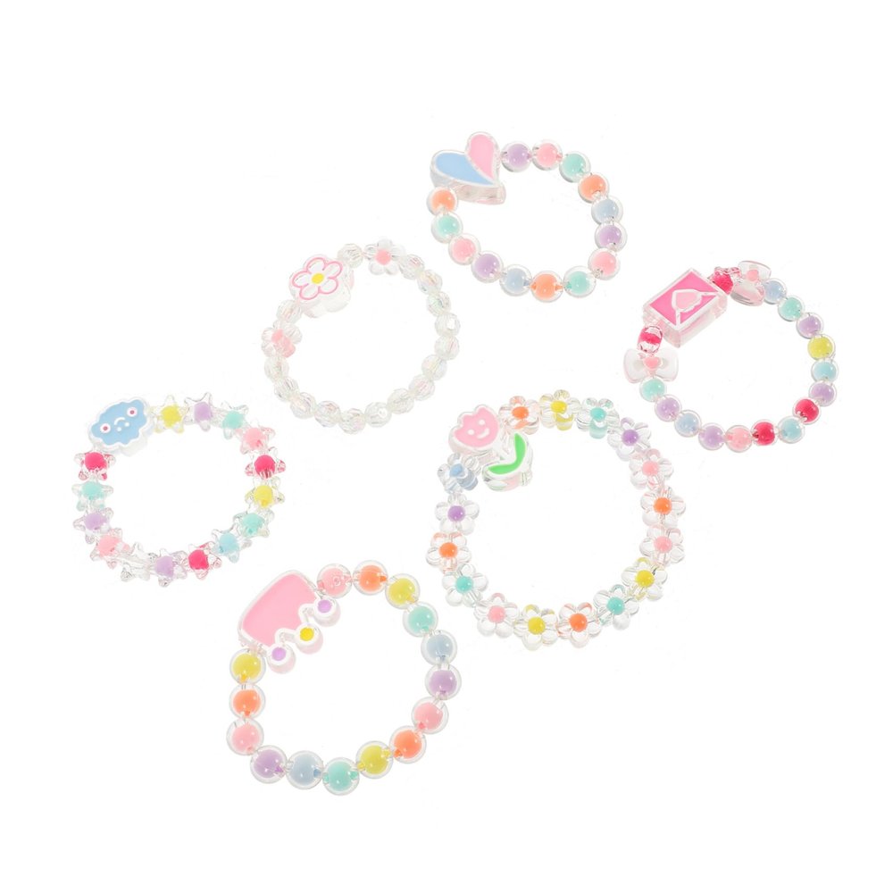 BESPORTBLE 6Pcs Cartoon Jewelry Bracelets Beaded Bracelets with Unique Shapes Crown Heart Envelope Flower Cloud Elastic Accessories