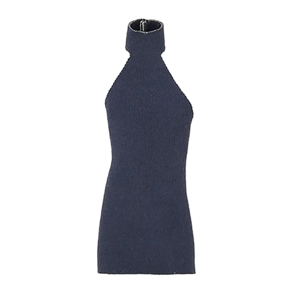 1:12 Scale Women Dress Mini Doll Elastic Dress Miniature Casual Stylish Fashion Clothing for 6'' Action Figure Body Accessory, Dark Blue