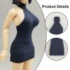 1:12 Scale Women Dress Mini Doll Elastic Dress Miniature Casual Stylish Fashion Clothing for 6'' Action Figure Body Accessory, Dark Blue view 2