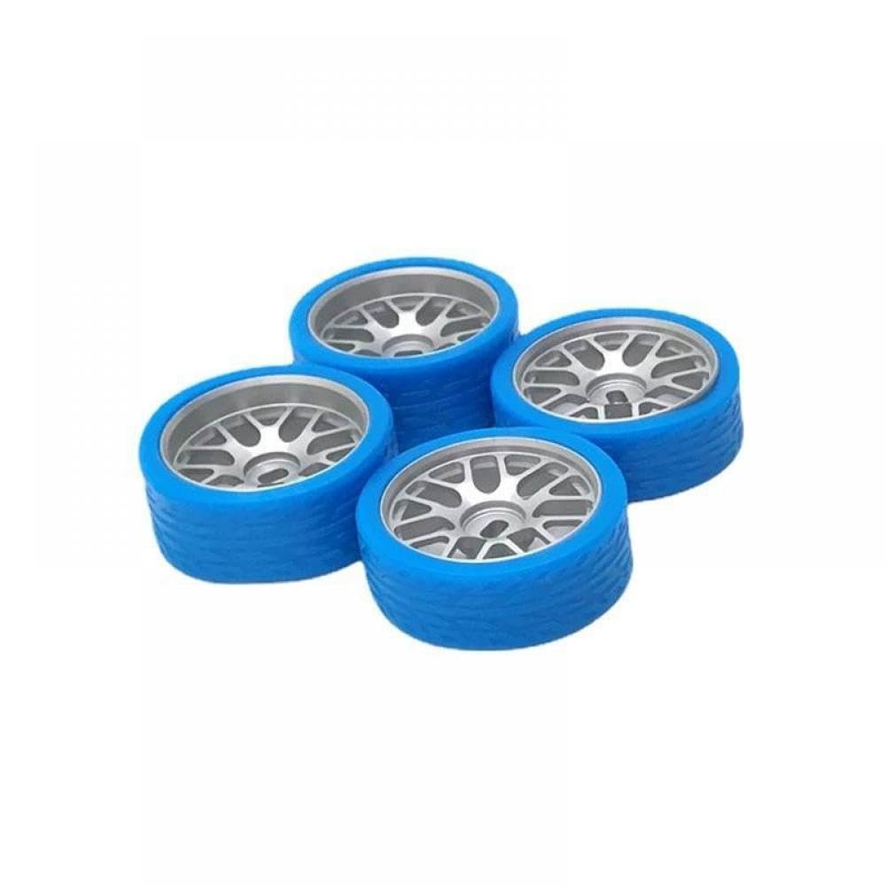 26.5mm Metal Upgraded Color Racing Tire Compatible with 1/28 RC Car Models 284121 K969 K979 K989 K999 P929 P939 Q Z RC01(Silver Blue)