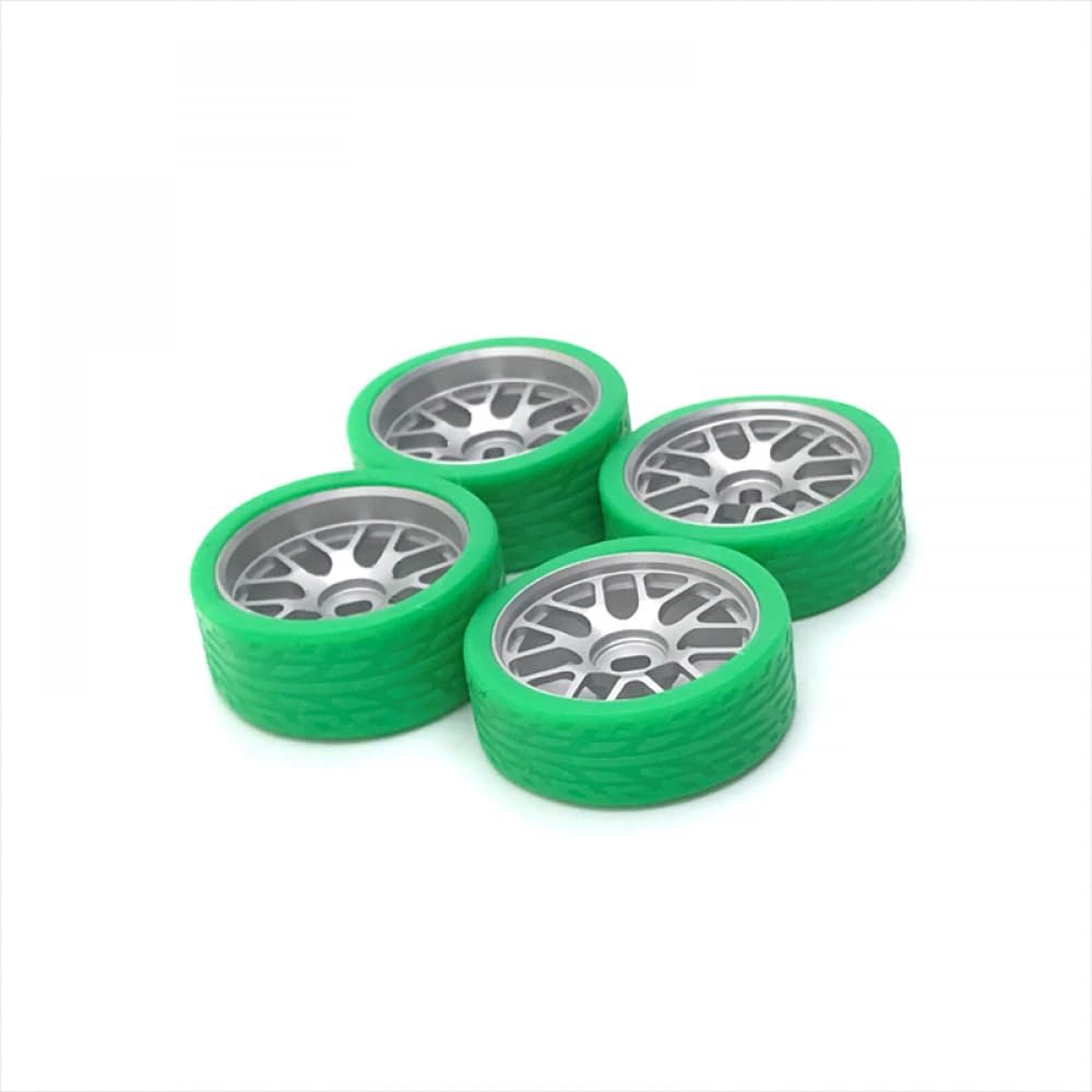 26.5mm Metal Upgraded Color Racing Tire Compatible with 1/28 RC Car Models 284121 K969 K979 K989 K999 P929 P939 Q Z RC01(Silver Green)