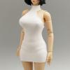 1:12 Scale Women Dress Mini Doll Elastic Dress Miniature Casual Stylish Fashion Clothing for 6'' Action Figure Body Accessory, White view 4