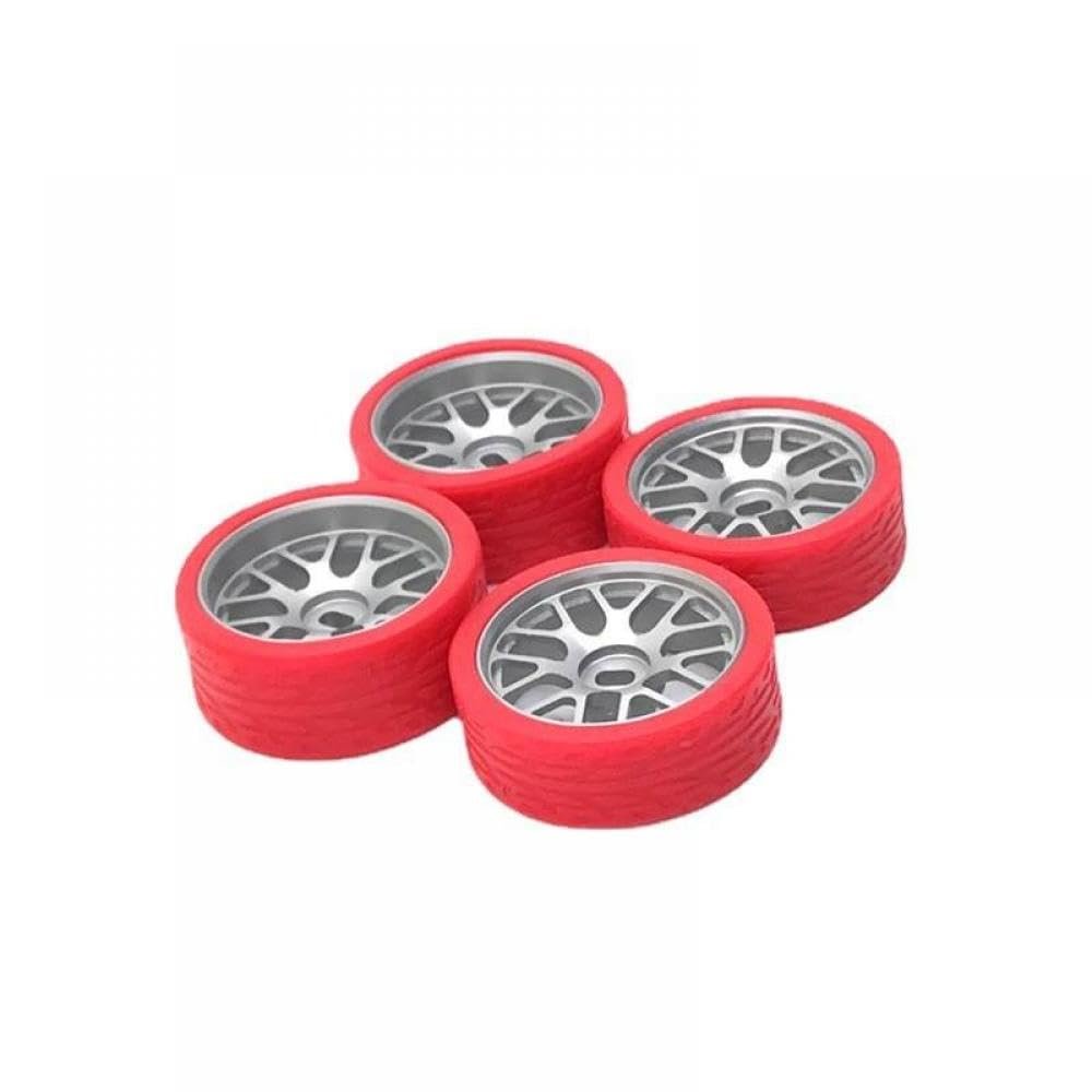 26.5mm Metal Upgraded Color Racing Tire Compatible with 1/28 RC Car Models 284121 K969 K979 K989 K999 P929 P939 Q Z RC01(Silver red)