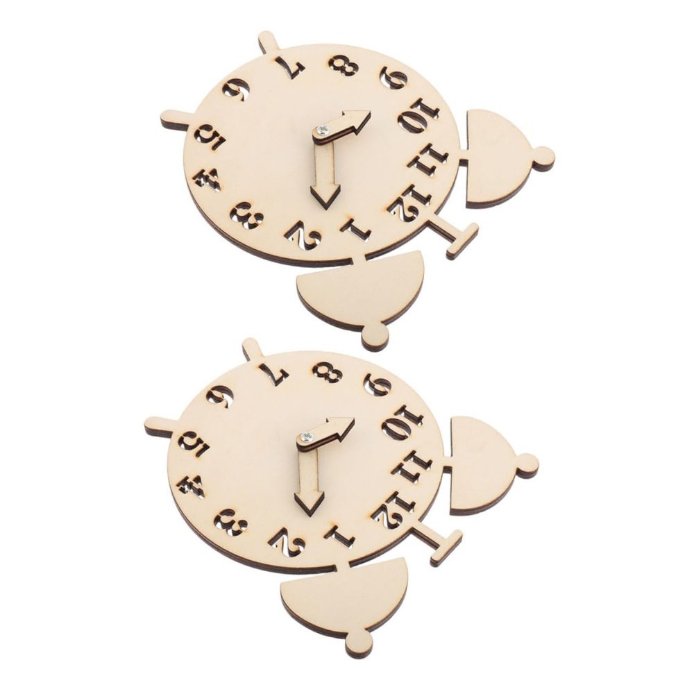 DOITOOL 2sets Wooden DIY Clock Puzzle Parts Montessori Learning Toy for Boys and Girls Math Education