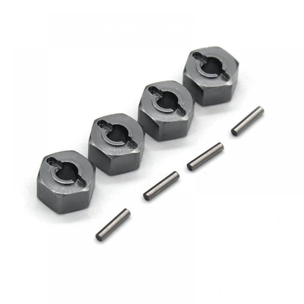 4Pcs 12Mm Wheel Hex Hub Adapter Compatible with H16 16207 16208 16209 16210 Compatible with 1/16 RC Car Parts Accessories(Dark Grey)