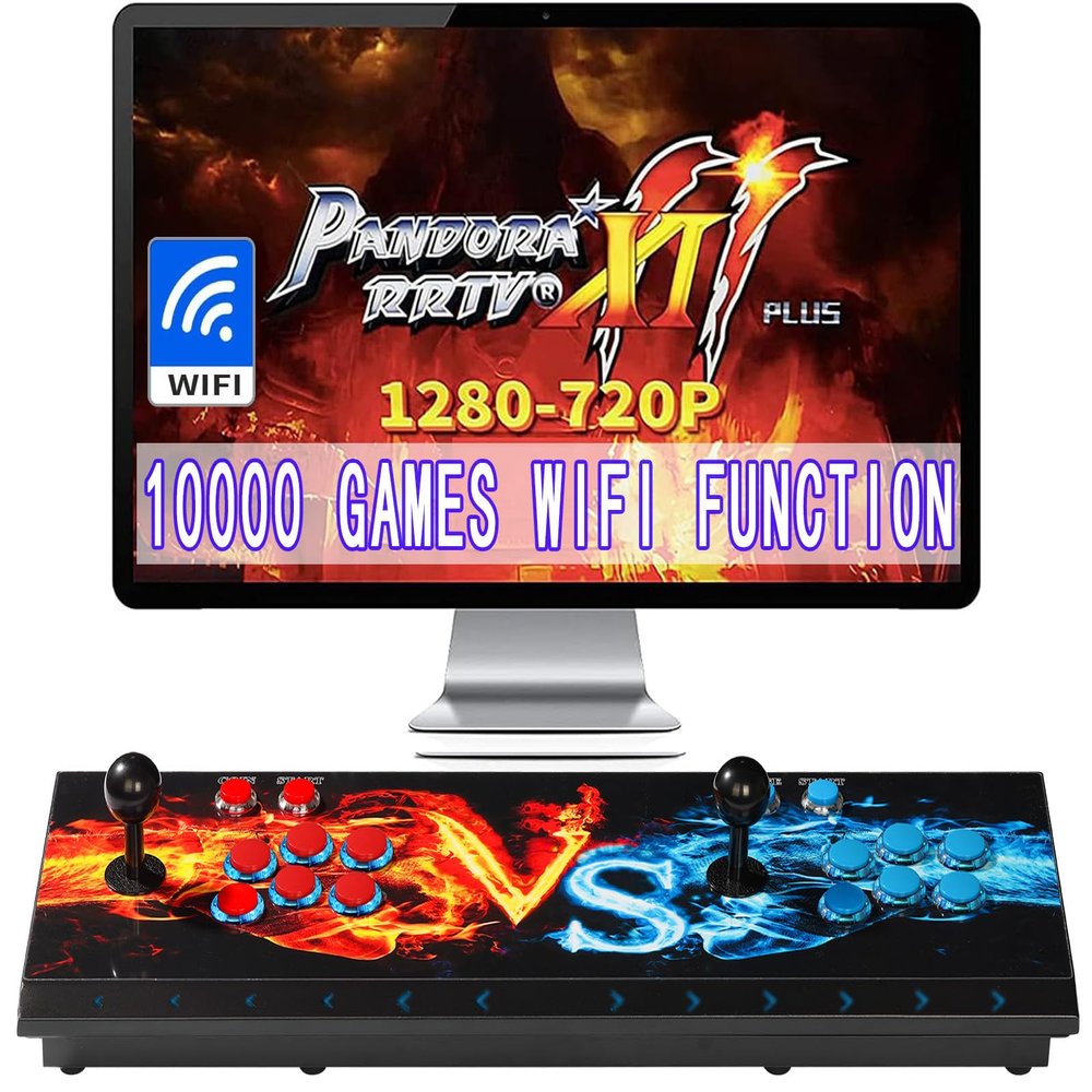 10000 Games in 1 Arcade Game Console Pandora Box 3D Double StickWiFi Function to Add More GamesRetro Game Machine for PC 1920x1080P,Favorite List,4 Players Online Game (3D+WiFi)