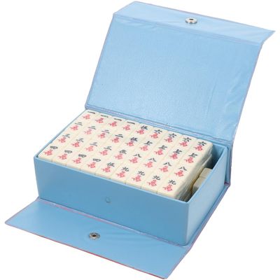 Abaodam Mini Mahjong Set Portable Travel Mahjong Game with 144 Tiles Storage Box Lightweight Design for Home Outdoor Camping and Party