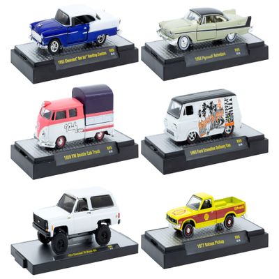 Auto-Thentics 6 Piece Set Release 99 in Display Cases Limited Edition 1/64 Diecast Model Cars by M2 Machines 32500-99