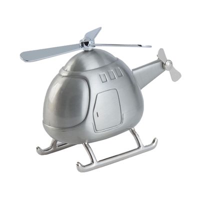 Abaodam Helicopter Coin Saving Money Box Cute Mini Piggy Bank for Adorable Office Desktop Ornament Present for Adults Silver