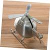 Abaodam Helicopter Coin Saving Money Box Cute Mini Piggy Bank for Adorable Office Desktop Ornament Present for Adults Silver view 3
