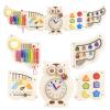 Gracano Owl Activity Wall ToysBusy Board, Wooden Montessori Sensory Toys, Learning Activity Center for Playroom,Daycare, Nursery, Classroom, Educational Toys for Toddler view 2