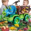 DULONIME Dinosaur Cars Truck Toys for Kids 3-5 with 8 Dinosaur Figures, Activity Play Mat, Jurassic Play Set for Boys and Girls Ages 5-7 view 1