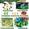 DULONIME Dinosaur Cars Truck Toys for Kids 3-5 with 8 Dinosaur Figures, Activity Play Mat, Jurassic Play Set for Boys and Girls Ages 5-7 view 3