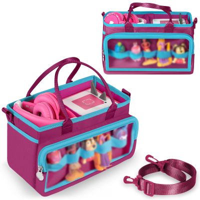Ottkids Carrying Case Compatible with Toniebox 2/1, Portable Organizer Case for Tonie Figures Characters, Headphones & Accessories, Storage Travel Case with Shoulder Strap and Handle(Purple)