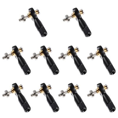 FOCMKEAS 10 Pcs Lever Steering Linkage Tie Rod End Ball Head End, M2 2.0xL19mm Tie Rod End Ball Head Holder, Double Protrusion Thread Ball Joint with M2 Screws for RC Model Car Boat Airplane Black